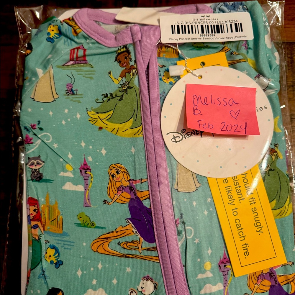 NIB Little Sleepies Disney princesses, Zippy PJs